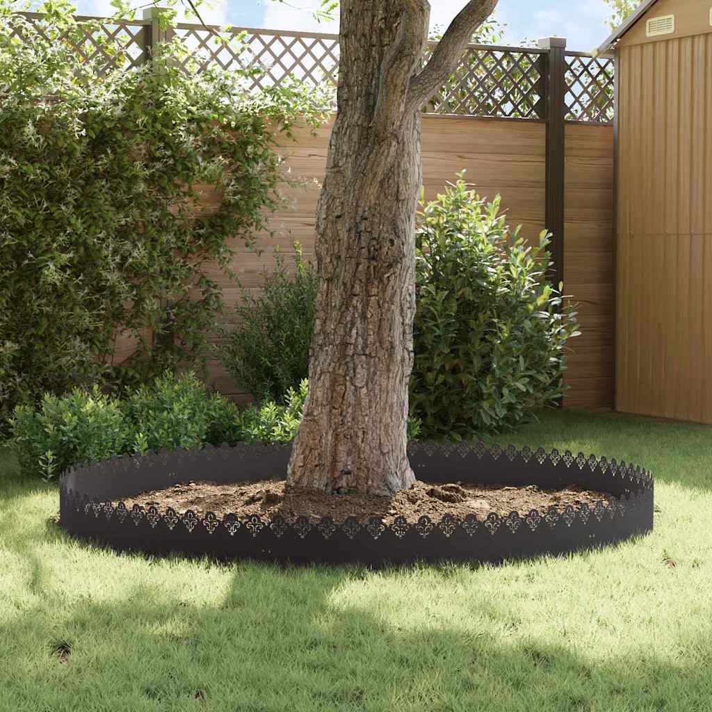 Bordure per prato 10 pz Nero 103 x 0,05 x 22 cm Acciaio