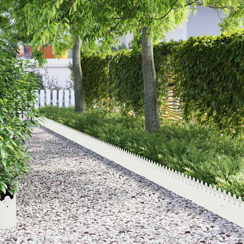 Bordure per prato 10 pezzi bianco 103 x 0,05 x 22 cm acciaio