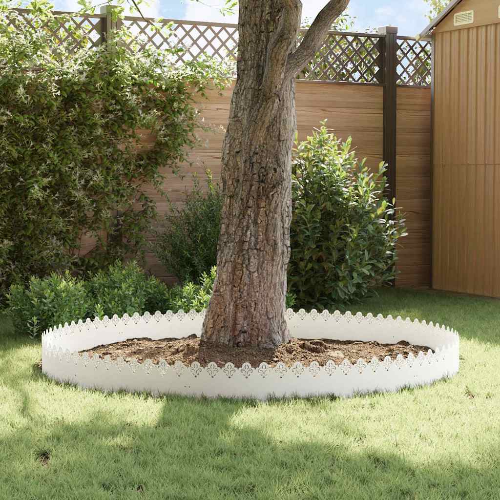 Bordure per prato 10 pezzi bianco 103 x 0,05 x 22 cm acciaio