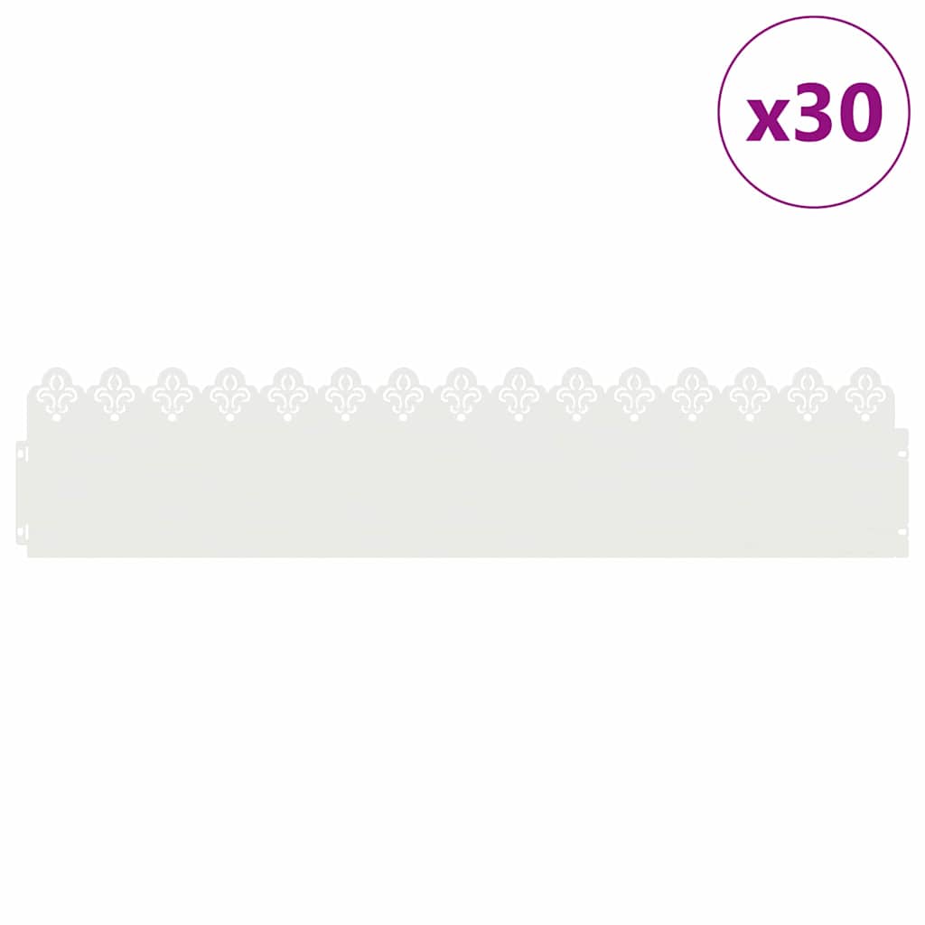 Bordure per prato 30 pezzi Bianco 103 x 0,05 x 22 cm Acciaio