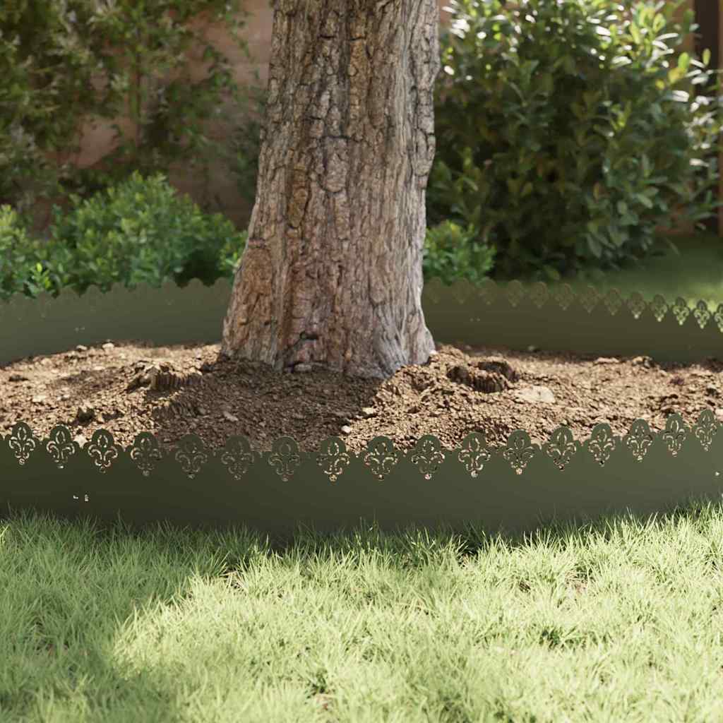 Bordure per prato 10 pezzi Verde oliva 103 x 0,05 x 22 cm Acciaio