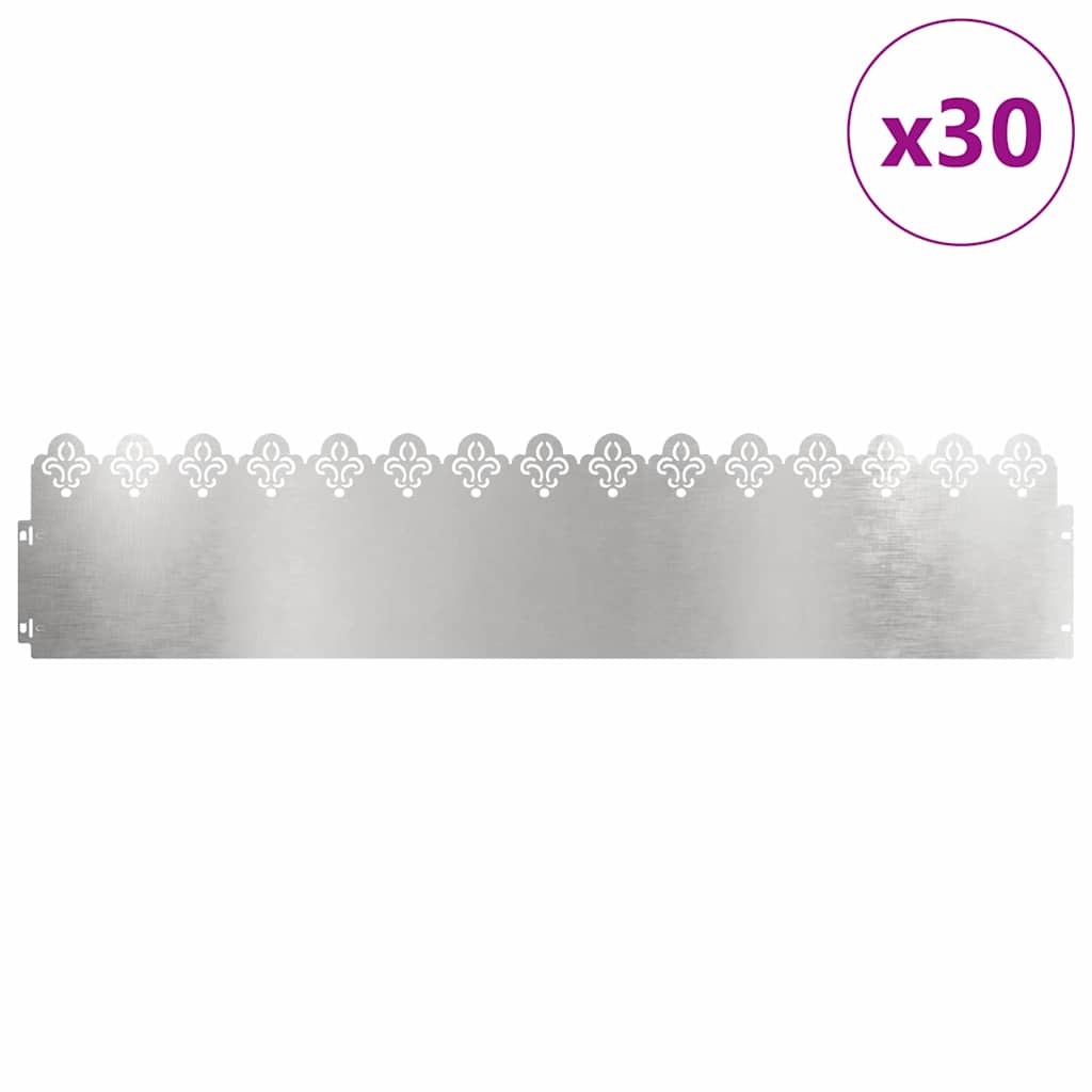 Bordure per prato 30 pezzi acciaio inossidabile argento 103 x 0,05 x 22 cm
