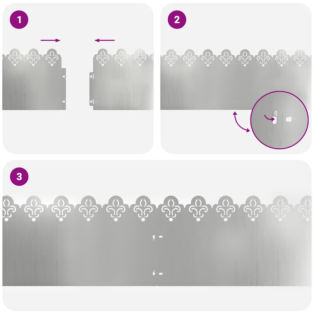 Bordure per prato 10 pezzi Argento 103 x 0,05 x 22 cm