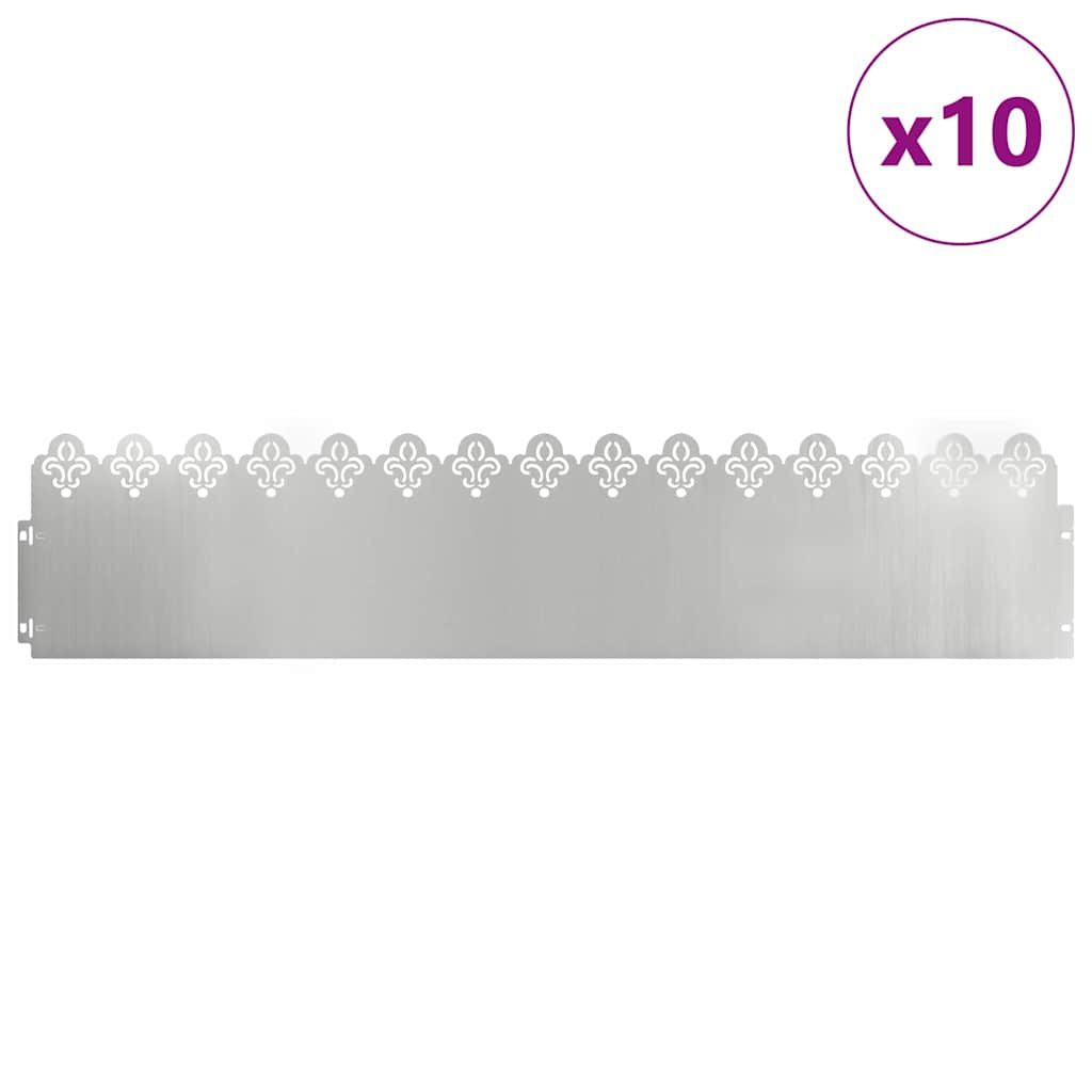 Bordure per prato 10 pezzi Argento 103 x 0,05 x 22 cm