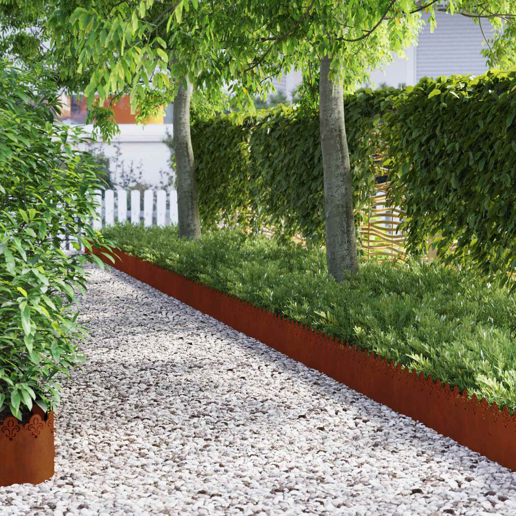 Bordure per prato 20 pz Ruggine 103 x 0,05 x 22 cm Acciaio