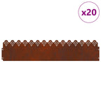 Bordure per prato 20 pz Ruggine 103 x 0,05 x 22 cm Acciaio