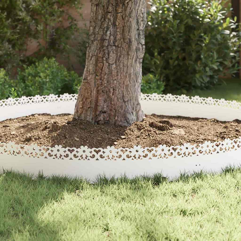 Bordure per prato 30 pezzi bianco 103 x 0,05 x 22 cm acciaio