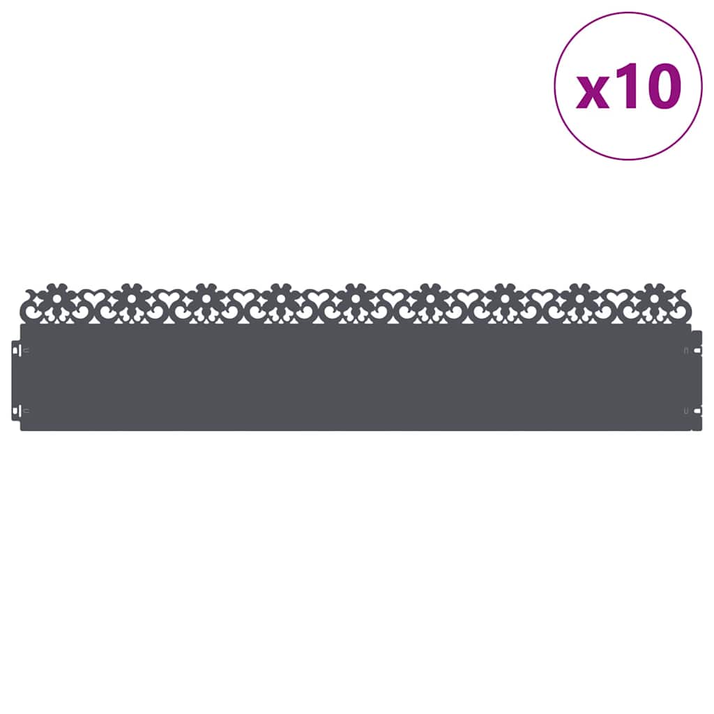 Bordure per prato 10 pezzi Antracite 103 x 22 cm Acciaio