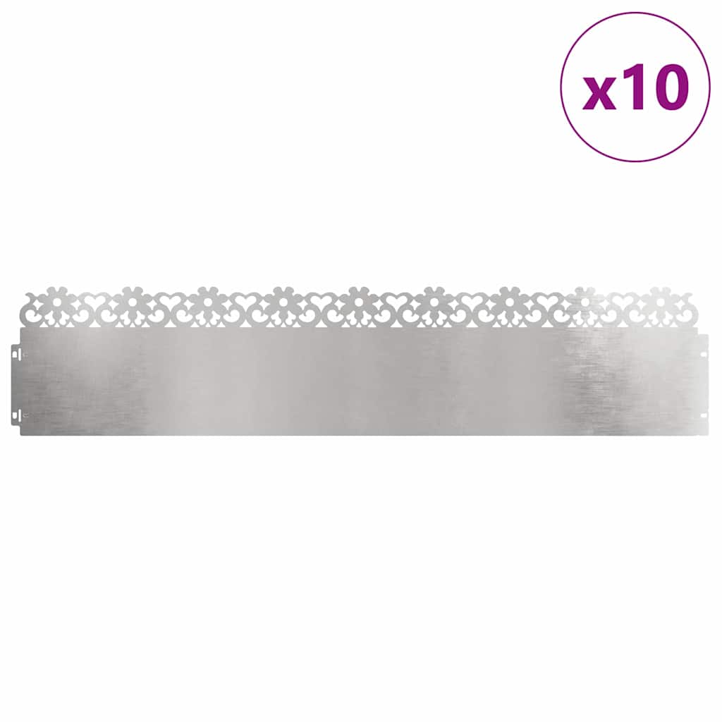 Bordure per prato 10 pezzi acciaio inossidabile argento 103 x 22 cm