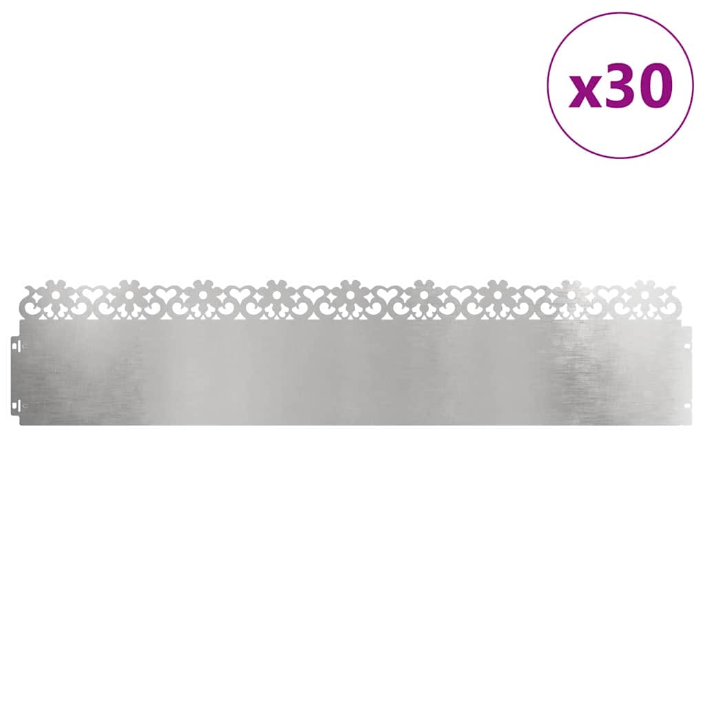 Bordure per prato 30 pezzi Argento 103 x 0,05 x 22 cm