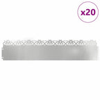 Bordure per prato in acciaio zincato 20 pezzi Argento 103 x 22 cm