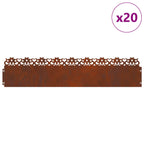 Bordure per prato 20 pz Ruggine 103 x 0,05 x 22 cm