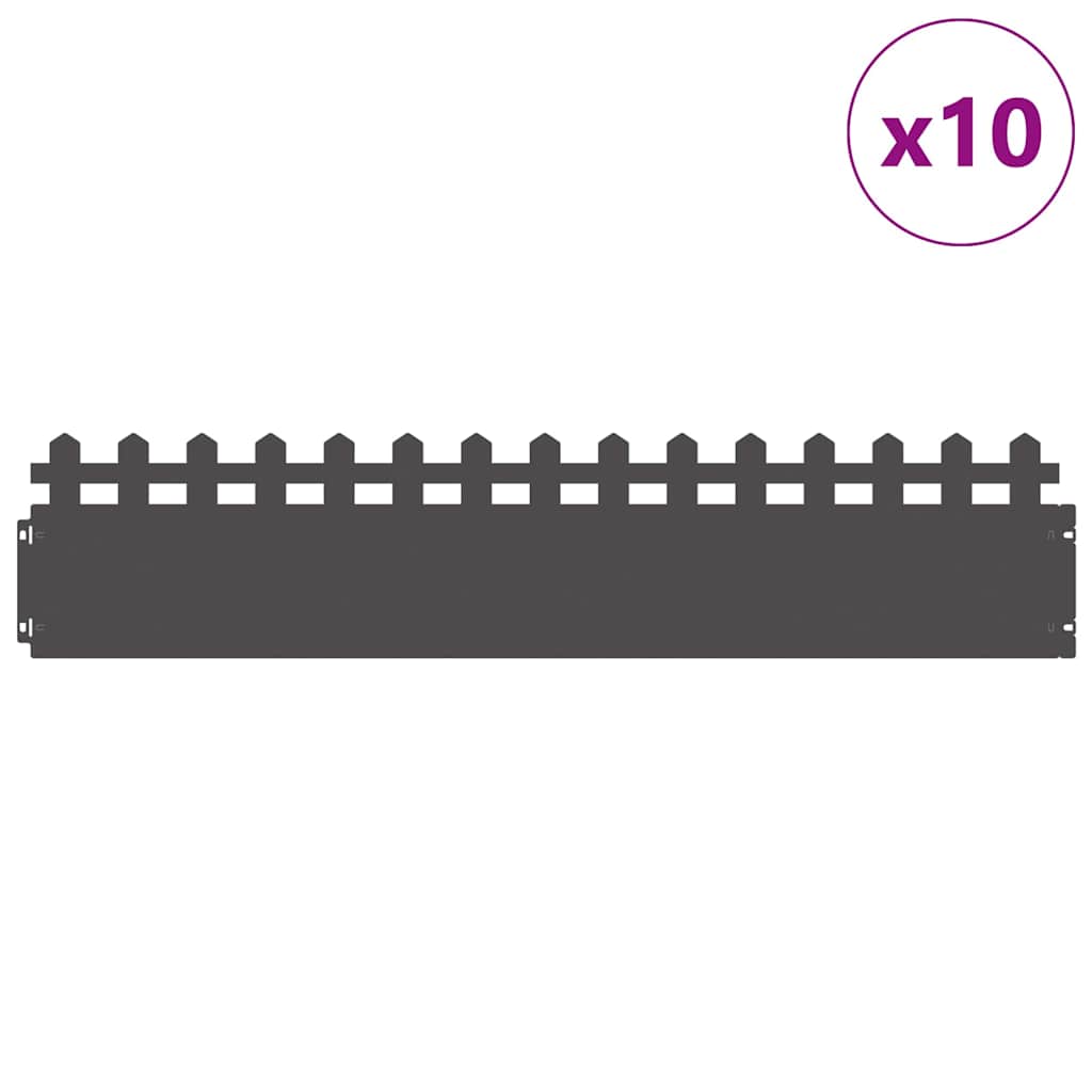 Bordure per prato 10 pezzi Nero 103 x 0,05 x 22 cm Acciaio