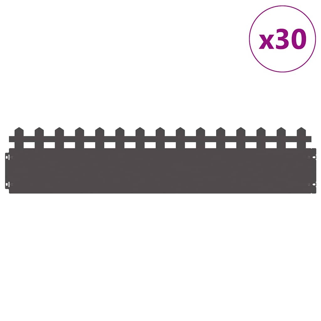Bordure per prato 30 pezzi Nero 103 x 0,05 x 22 cm Acciaio