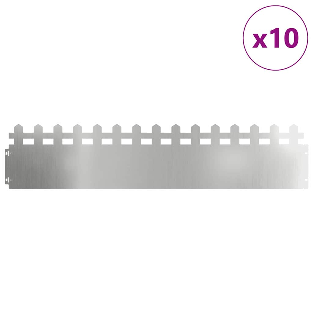 Bordure per prato 10 pcs Argento 103 x 0,05 x 22 cm