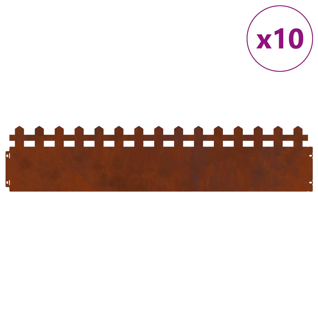 Bordure per prato 10 pcs Ruggine 103 x 0,05 x 22 cm
