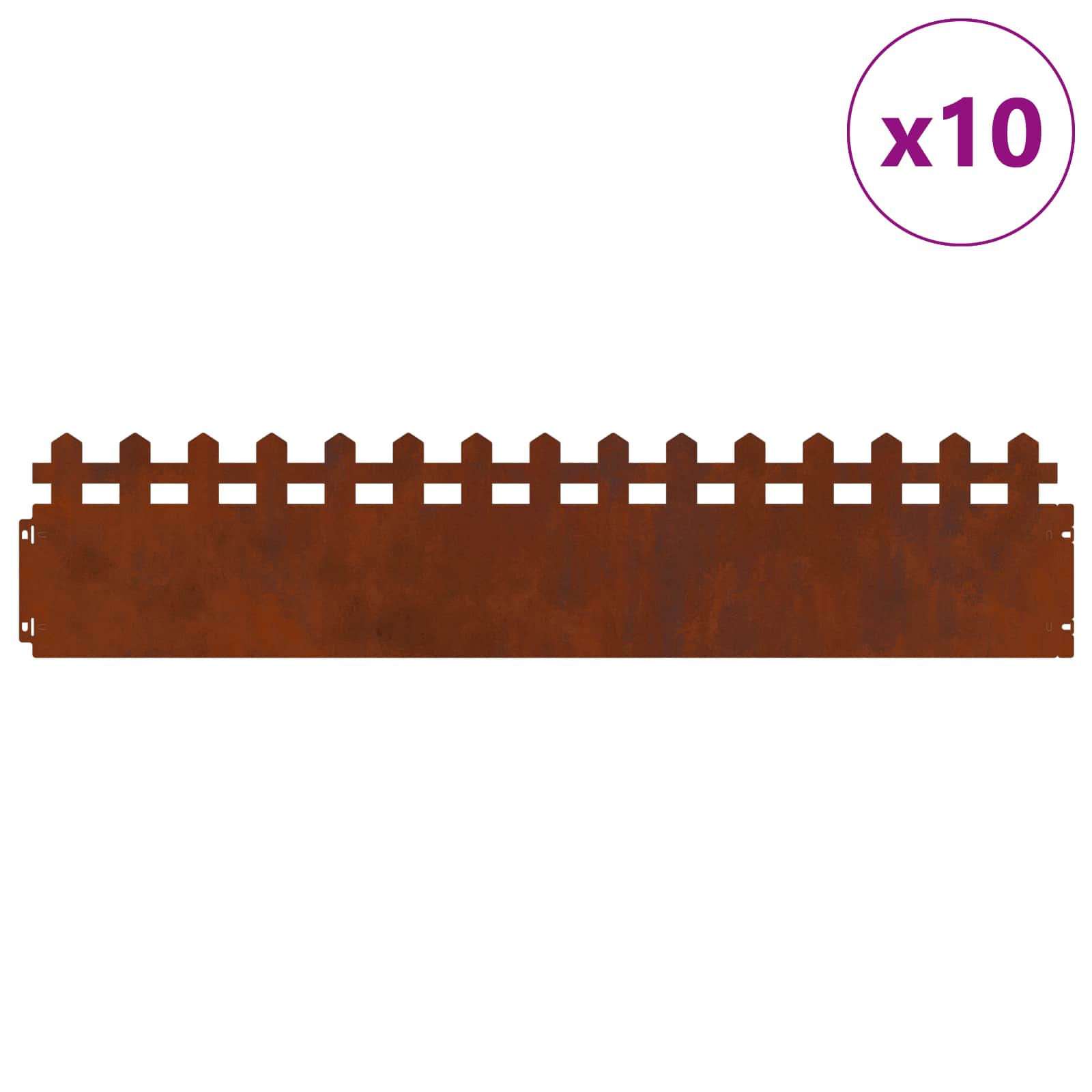 Bordure per prato 10 pcs Ruggine 103 x 0,05 x 22 cm