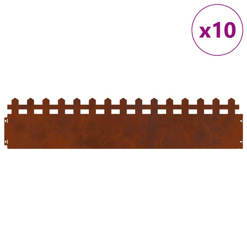 Bordure per prato 10 pcs Ruggine 103 x 0,05 x 22 cm