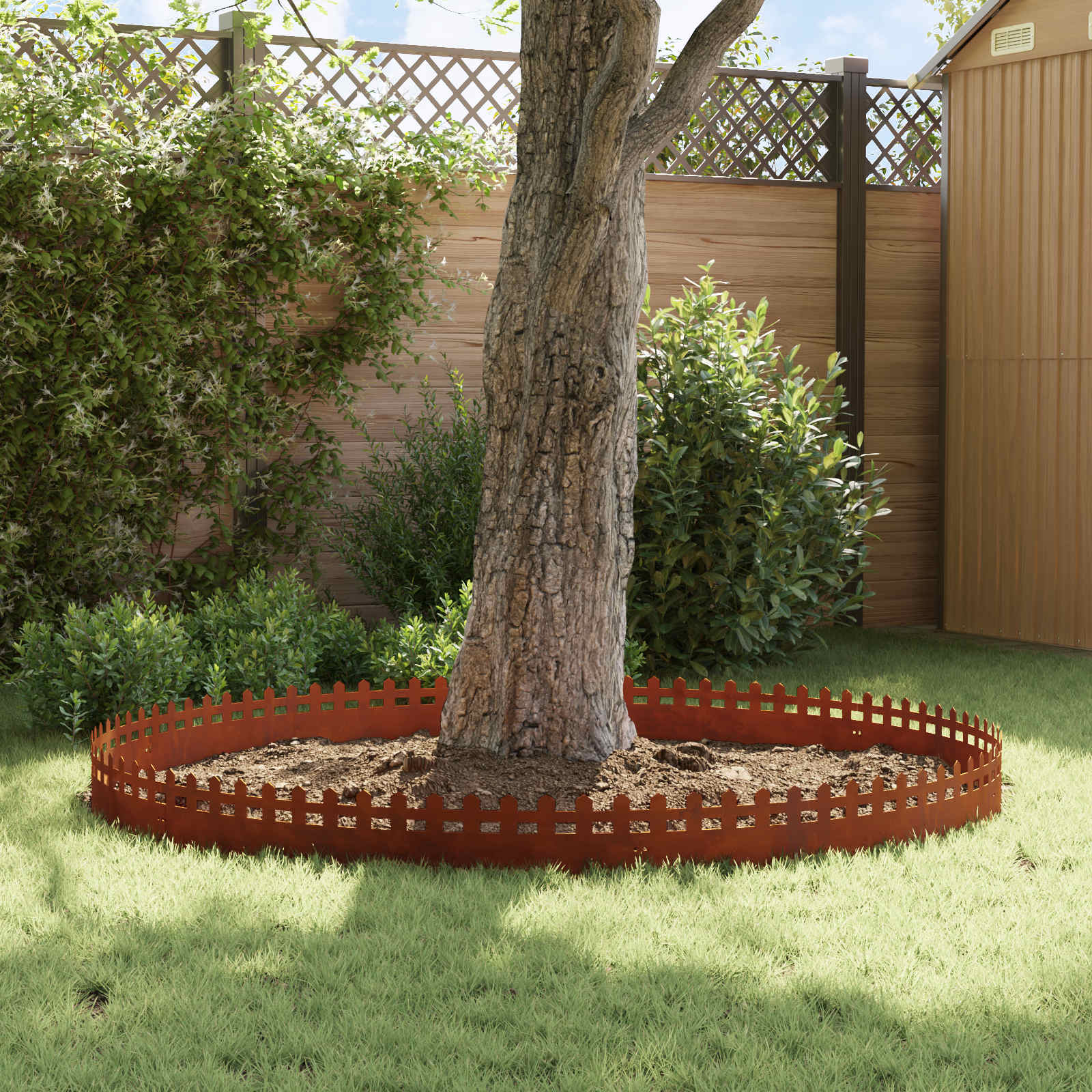 Bordure per prato 30 pz Ruggine 103 x 0,05 x 22 cm Acciaio