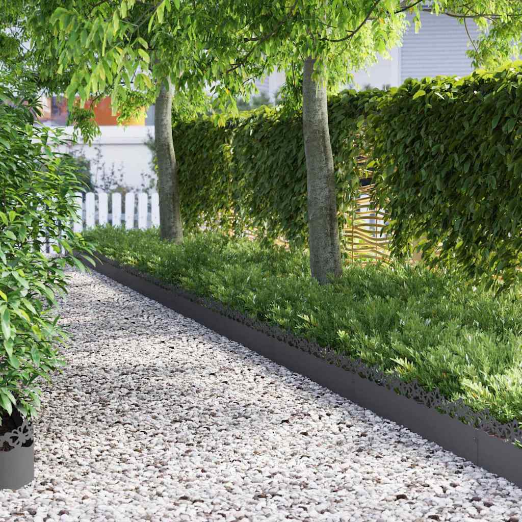 Bordure per prato 30 pcs Nero 103 x 0,05 x 22 cm Acciaio