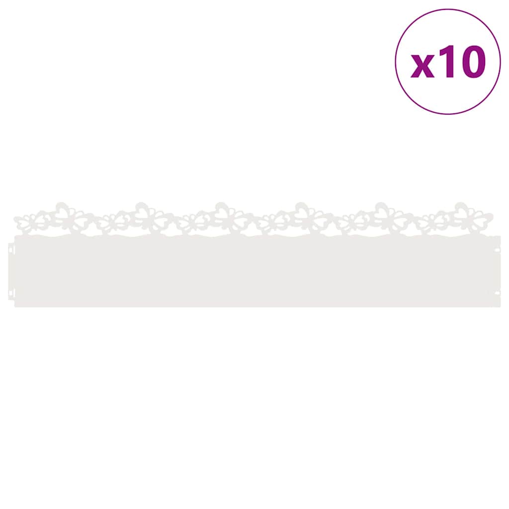 Bordure per prato 10 pezzi Bianco 103 x 0,05 x 22 cm Acciaio