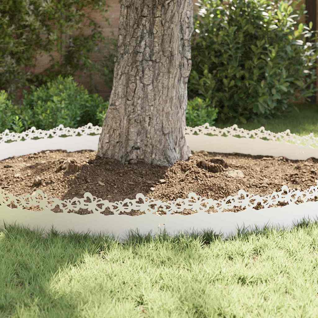 Bordure per prato 20 pezzi Bianco 103 x 0,05 x 22 cm Acciaio