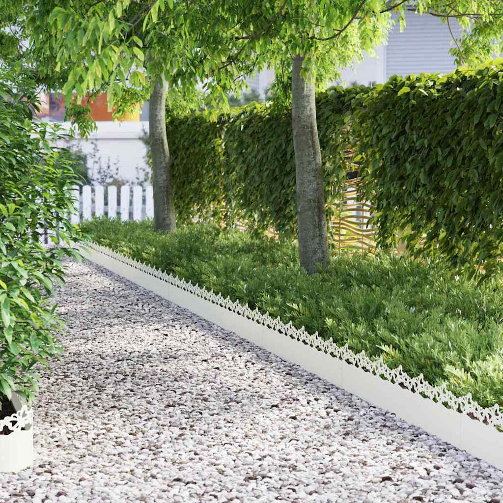 Bordure per prato 20 pezzi Bianco 103 x 0,05 x 22 cm Acciaio