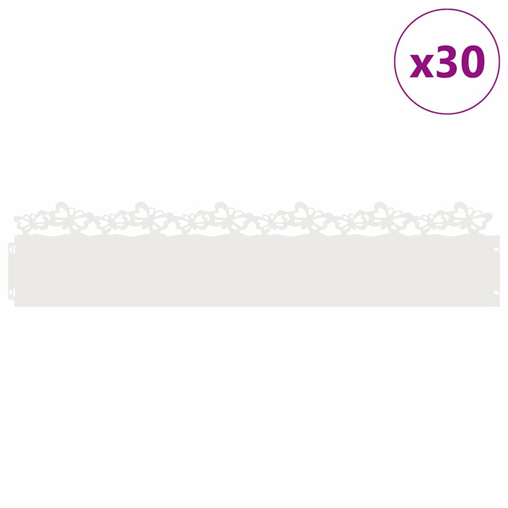 Bordure per prato 30 pezzi Bianco 103 x 0,05 x 22 cm Acciaio