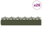Bordure per prato 20 pezzi Verde oliva 103 x 0,05 x 22 cm Acciaio
