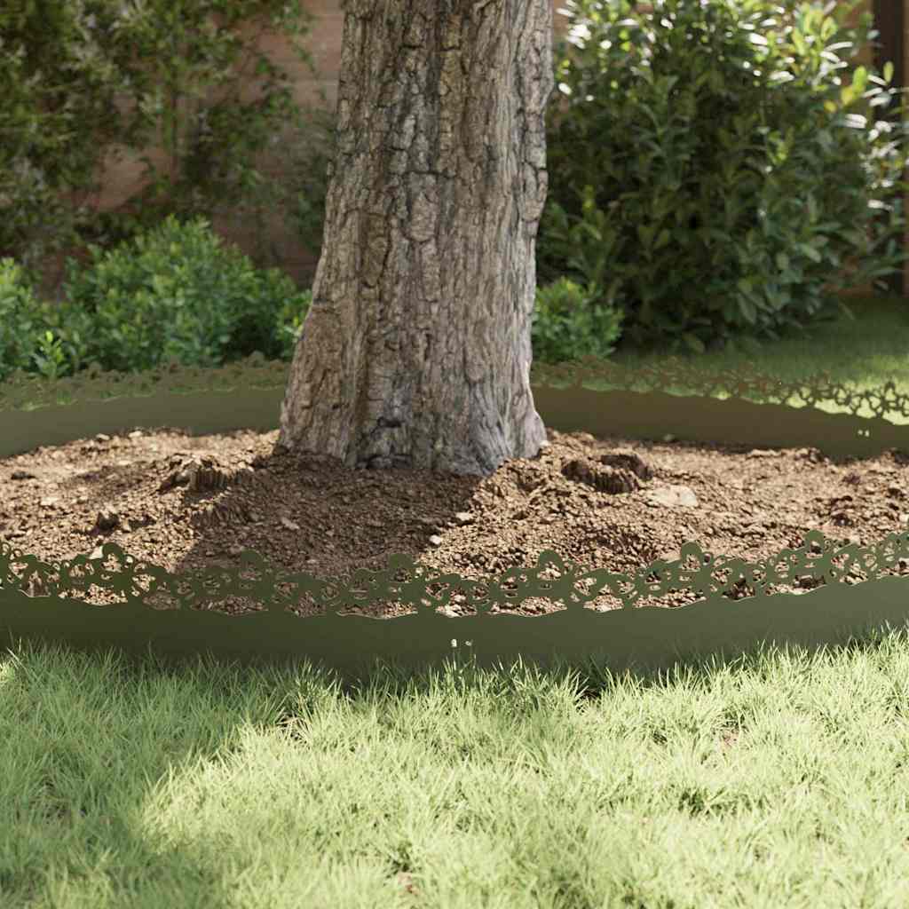Bordure per prato 30 pezzi Verde oliva 103 x 22 cm Acciaio