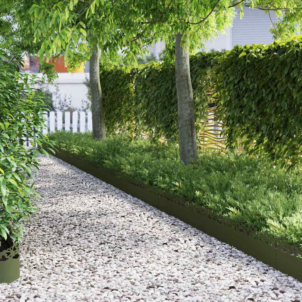 Bordure per prato 30 pezzi Verde oliva 103 x 22 cm Acciaio