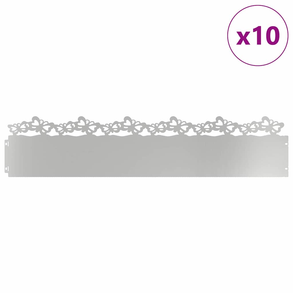 Bordure per prato 10 pezzi Argento 103 x 0,05 x 22 cm