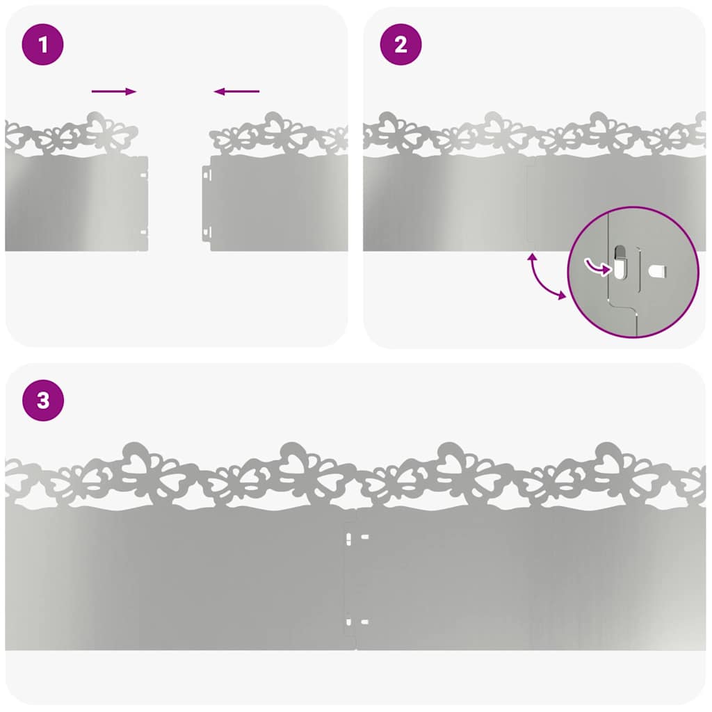 Bordure per prato 20 pezzi Argento 103 x 0,05 x 22 cm
