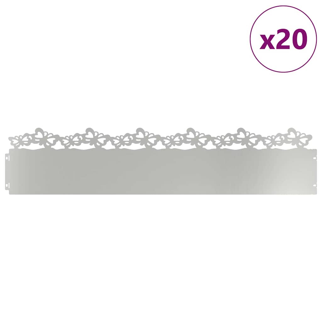 Bordure per prato 20 pezzi Argento 103 x 0,05 x 22 cm