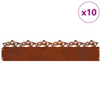Bordure per prato 10 pezzi Ruggine 103 x 0,05 x 22 cm
