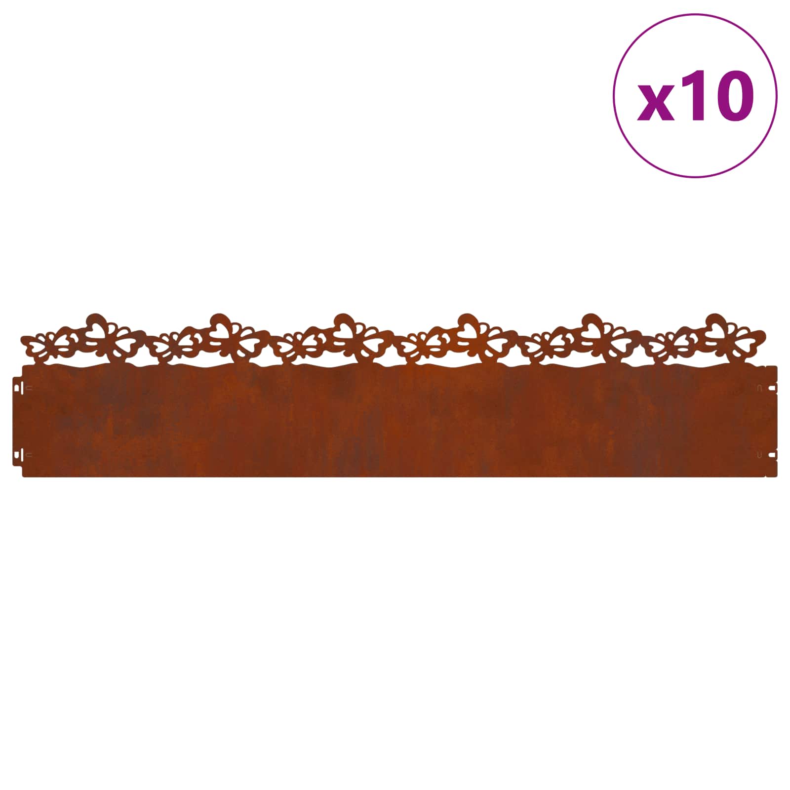 Bordure per prato 10 pezzi Ruggine 103 x 0,05 x 22 cm