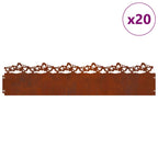 Bordure per prato 20 pz Acciaio Ruggine 103 x 22 cm