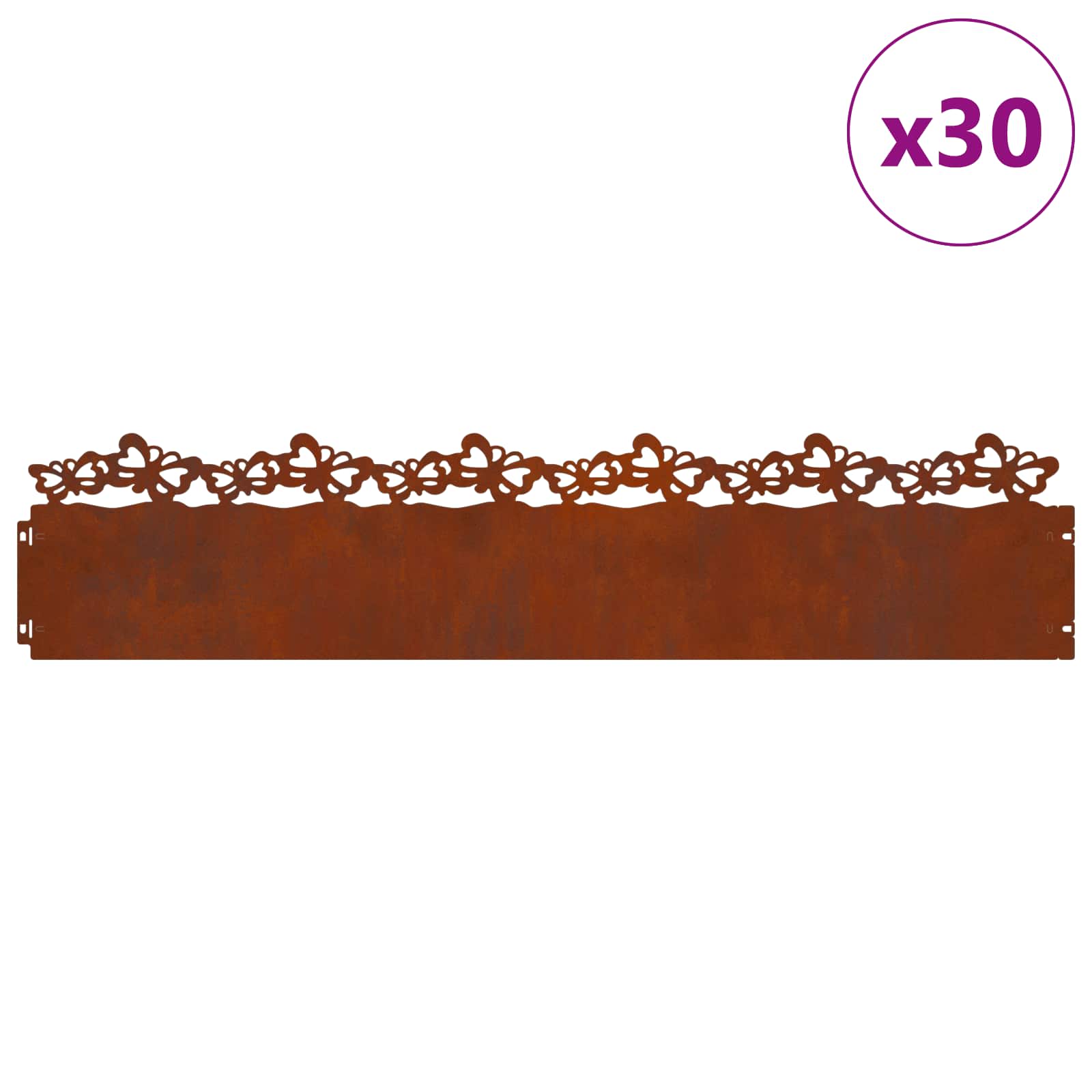 Bordure per prato 30 pz acciaio ruggine 103 x 0,05 x 22 cm