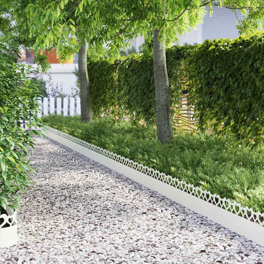Bordure per prato 10 pezzi Bianco 103 x 22 cm Acciaio