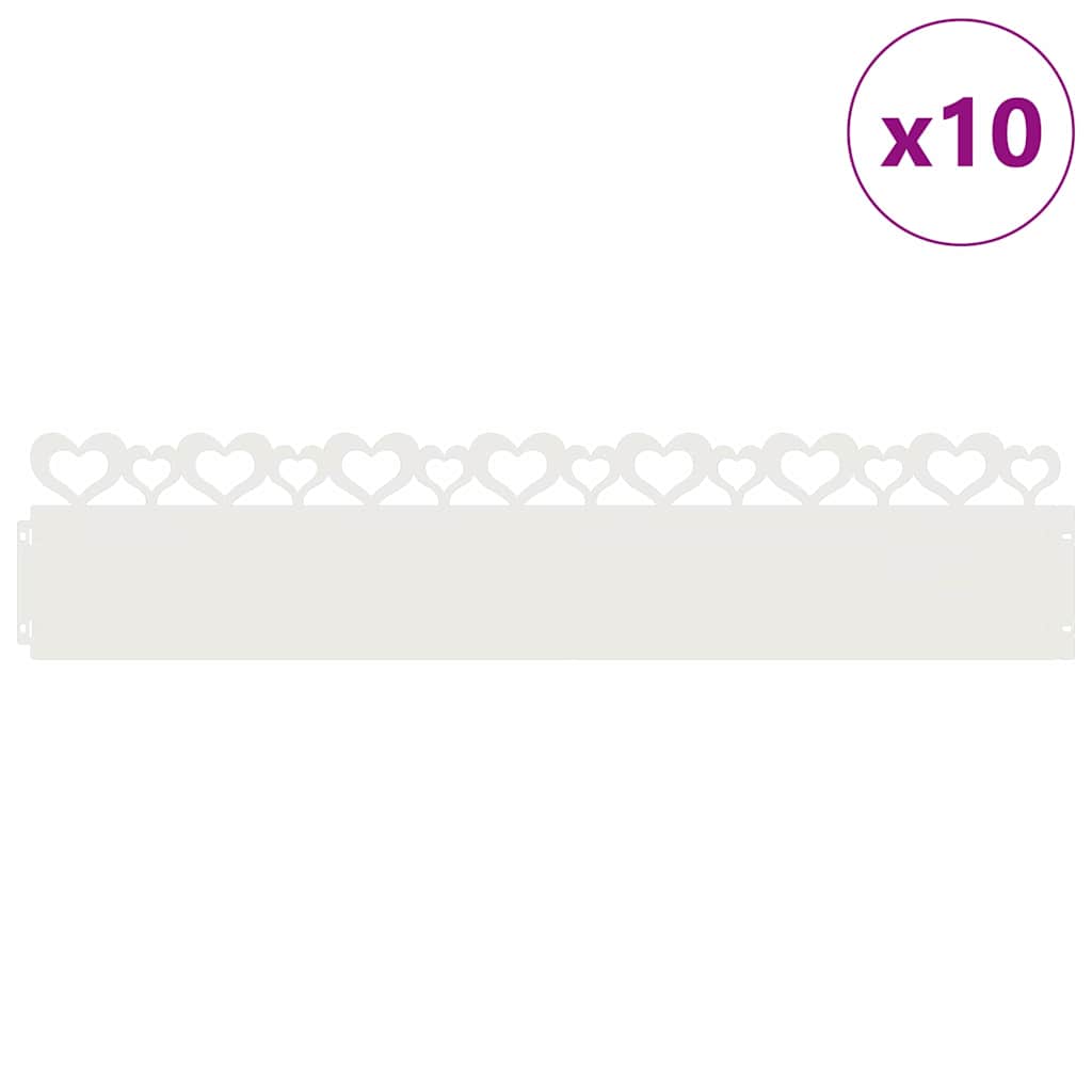 Bordure per prato 10 pezzi Bianco 103 x 22 cm Acciaio