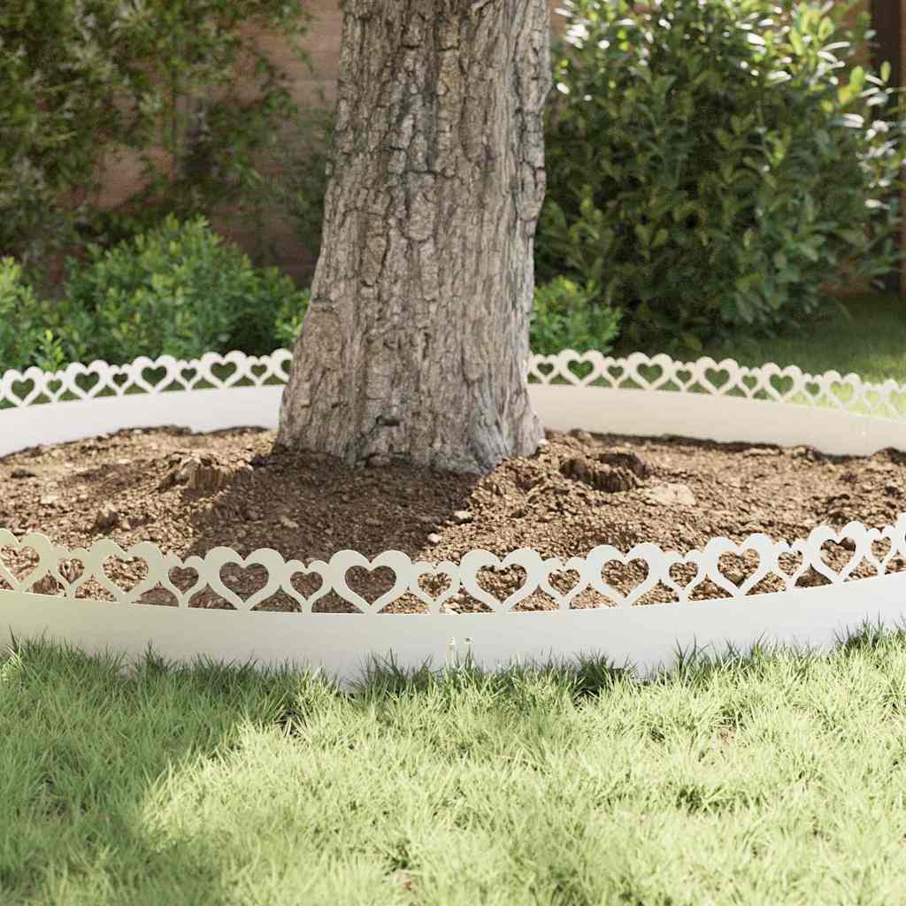 Bordure per prato 30 pezzi bianco 103 x 0,05 x 22 cm acciaio