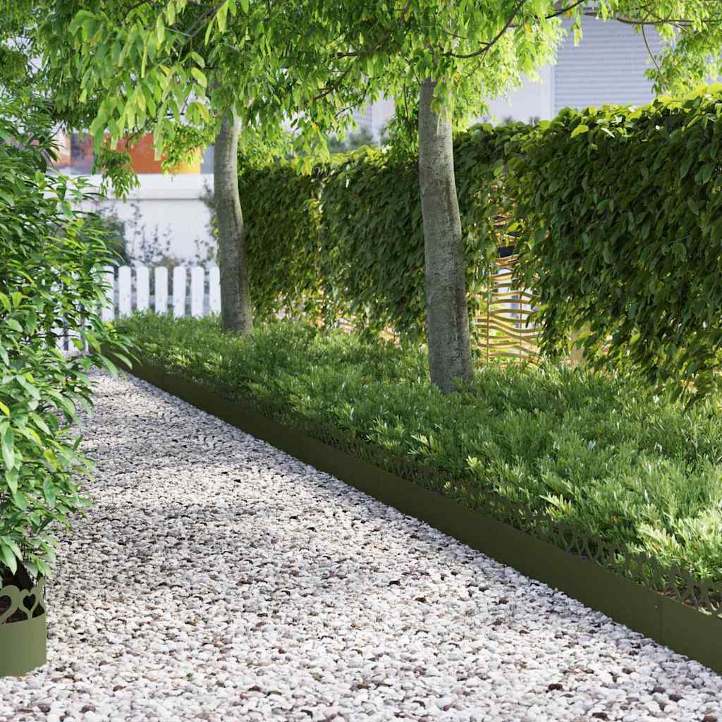 Bordure per prato 10 pcs Verde oliva 103 x 0,05 x 22 cm Acciaio
