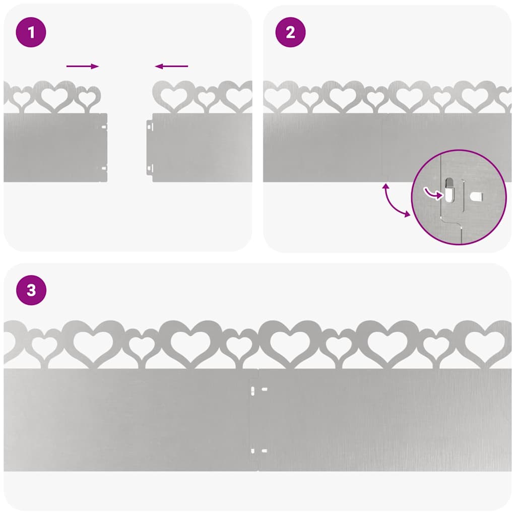 Bordure per prato 30 pezzi Argento 103 x 0,05 x 22 cm