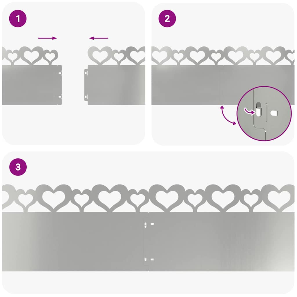 Bordure per prato 30 pezzi argento 103 x 0,05 x 22 cm acciaio zincato
