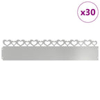Bordure per prato 30 pezzi argento 103 x 0,05 x 22 cm acciaio zincato