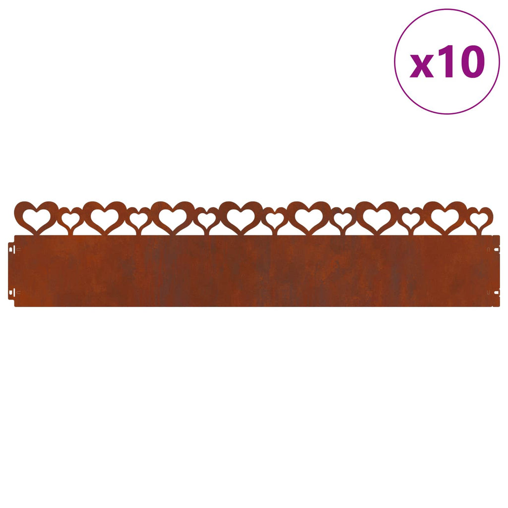 Bordure per prato 10 pcs Ruggine 103 x 0,05 x 22 cm