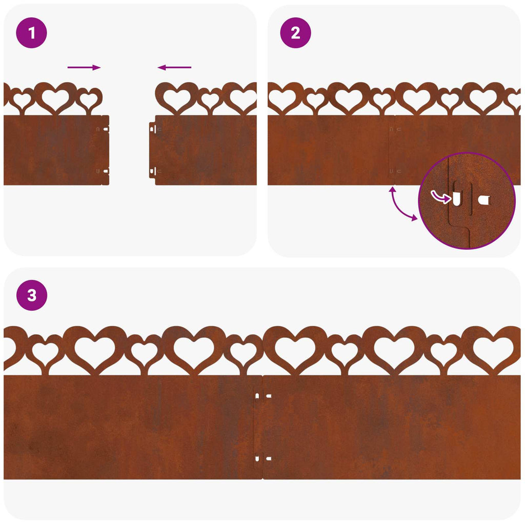 Bordure per prato 10 pcs Ruggine 103 x 0,05 x 22 cm