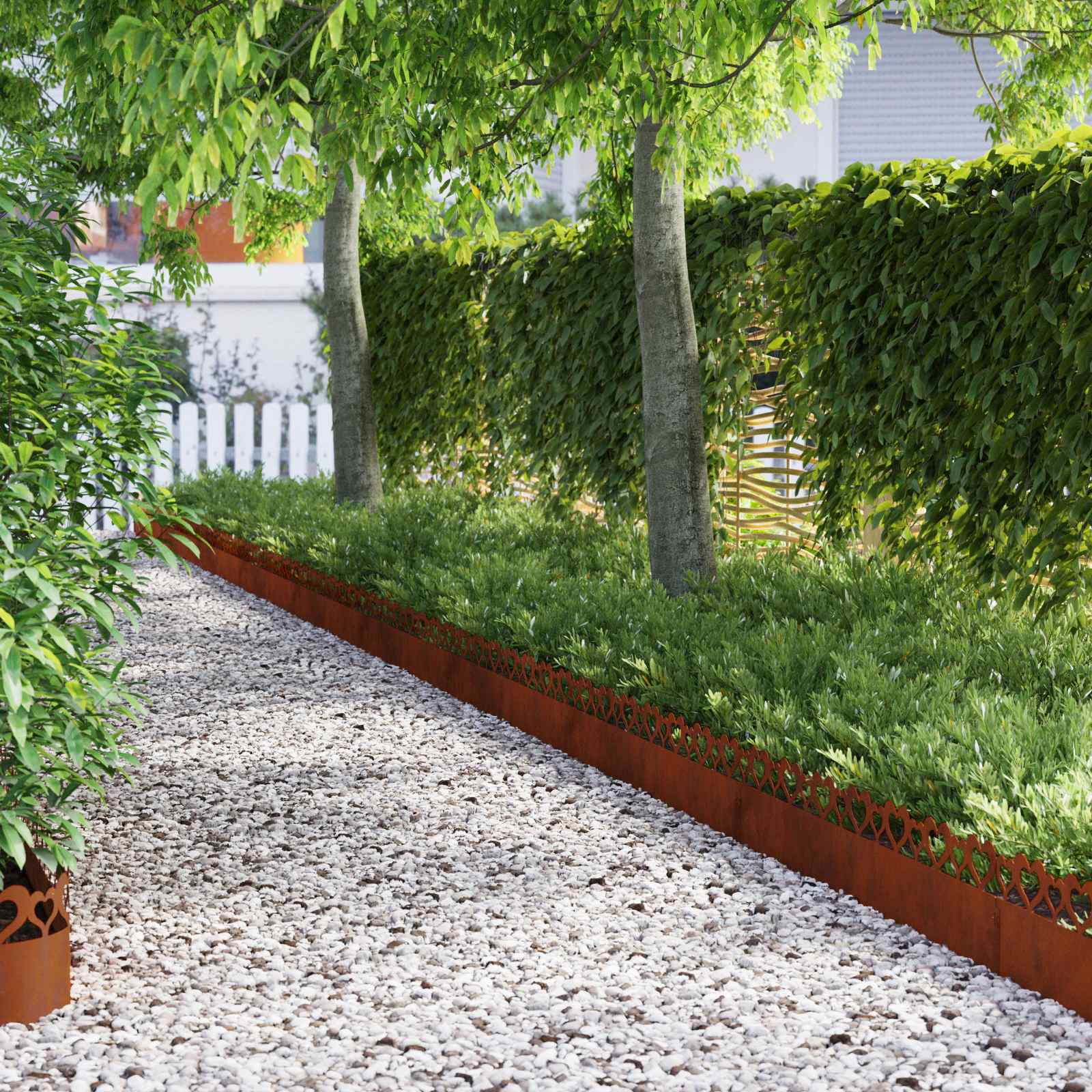 Bordure per prato 20 pz Ruggine 103 x 0,05 x 22 cm Acciaio