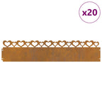 Bordure per prato 20 pz Ruggine 103 x 0,05 x 22 cm Acciaio