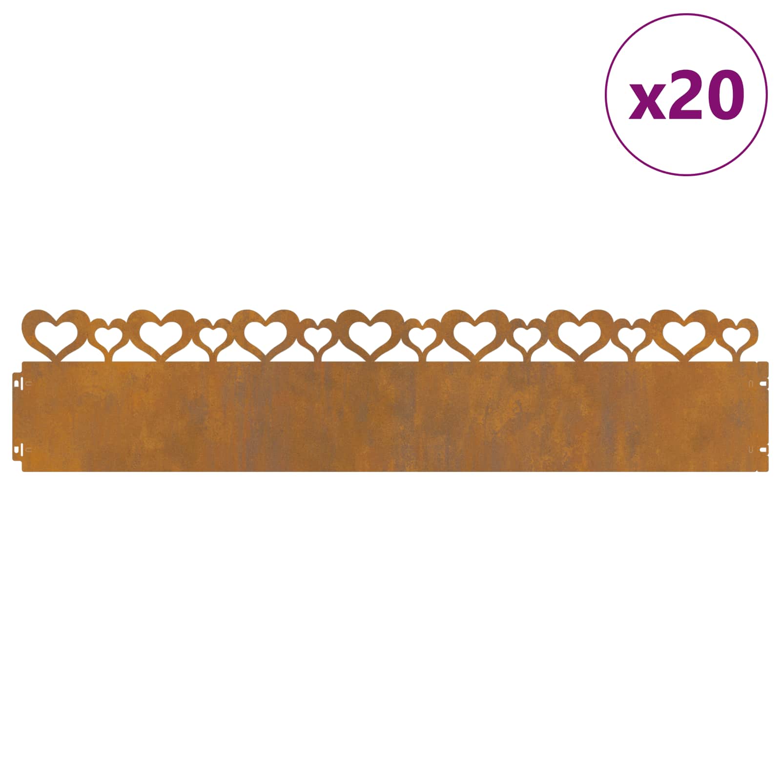 Bordure per prato 20 pz Ruggine 103 x 0,05 x 22 cm Acciaio